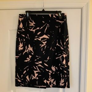 Ann Taylor Navy Patterned Pencil  Skirt, Size 10
